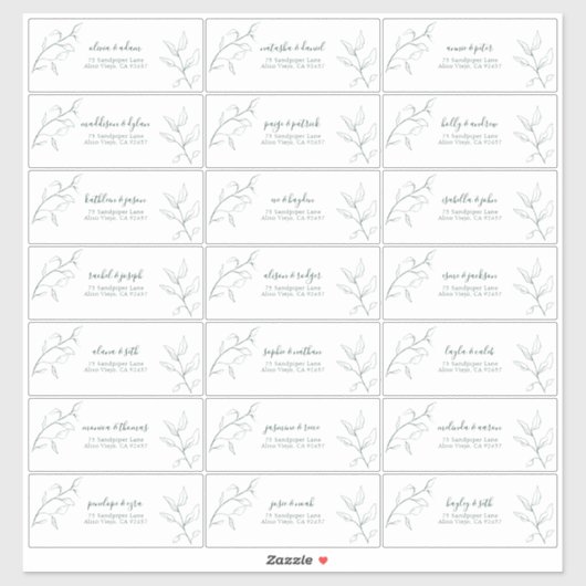 Sticker Emerald Green Script Botanical Adresse du client (Feuille)