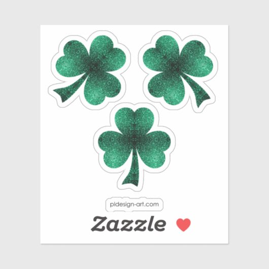 Sticker Emerald Green Sparkings Shamrock Clover St Pat Day (Feuille)