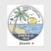 Sticker Emerald Isle Caroline du Nord Vintage (Feuille)