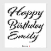 Sticker Emily Nom Prénom Anniversaire de la Broderie noire (Feuille)