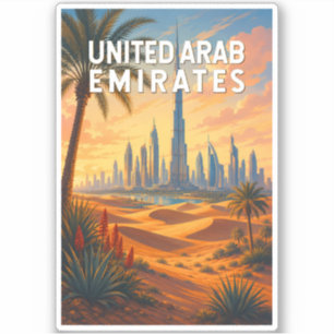Sticker Émirats arabes unis Illustration Voyage Art
