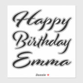 Sticker Emma Nom Prénom Anniversaire de la Broderie noire (Feuille)