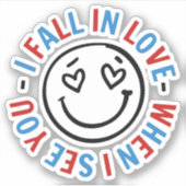 Sticker Emoji, Bleu, Rouge, Amour, Joli sourire (Devant)