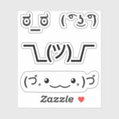 Sticker Emoji Kawaii Face émoticônes textuelles 4x set (Feuille)