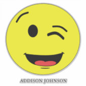 Sticker Emoji Yellow Face Ajouter un nom 14" (Devant)