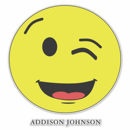 Sticker Emoji Yellow Face Ajouter un nom 14" (Devant)