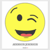 Sticker Emoji Yellow Face Ajouter un nom 14" (Feuille)