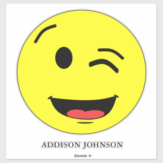 Sticker Emoji Yellow Face Ajouter un nom 14" (Feuille)