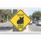 Sticker Emotional Support Potato French Bulldog Funny Caut (Recto)