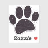 Sticker Empreinte de chien de Parties scintillant noire (Feuille)