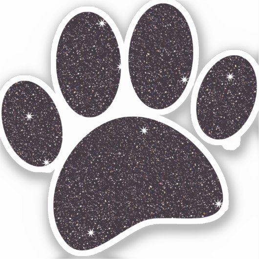 Sticker Empreinte de chien de Parties scintillant noire (Recto)