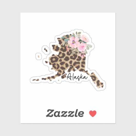 Sticker Empreinte de léopard de l'État d'Alaska avec fleur (Feuille)