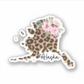 Sticker Empreinte de léopard de l'État d'Alaska avec fleur (Devant)