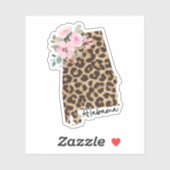 Sticker Empreinte de léopard D'Etat De L'Alabama Avec Fleu (Feuille)