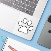 Sticker Empreinte de patte blanche contour noir (Ordinateur portable avec iPhone)