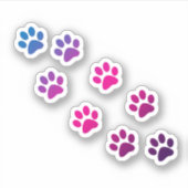 Sticker Empreinte de patte de chat rose bleu violet (Devant)