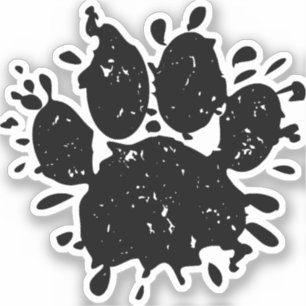 Sticker Empreinte de patte de chien avec éclaboussure de p