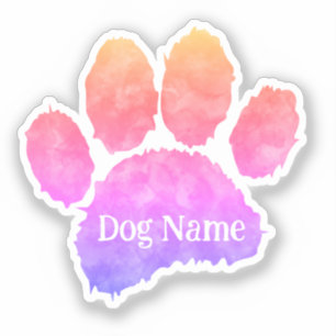 Sticker Empreinte de patte de chien avec nom personnalisé
