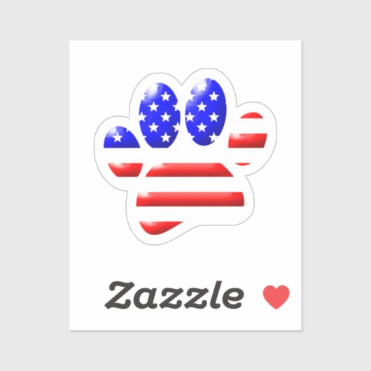 Sticker Empreinte de patte de chien Drapeau américain (Feuille)