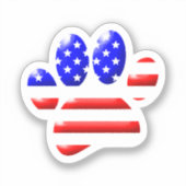 Sticker Empreinte de patte de chien Drapeau américain (Recto)
