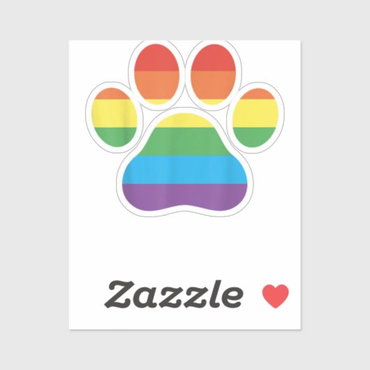 Sticker Empreinte de patte de chien LGBTQ Arc-en-ciel Gay  (Feuille)