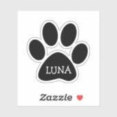 Sticker Empreinte de patte de chien noir avec nom (Feuille)