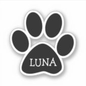 Sticker Empreinte de patte de chien noir avec nom (Devant)