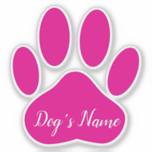 Sticker Empreinte de patte de chien rose avec nom personna