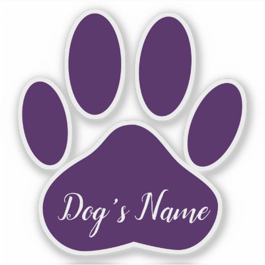 Sticker Empreinte de patte de chien violet avec nom person (Devant)