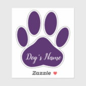 Sticker Empreinte de patte de chien violet avec nom person (Feuille)