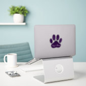 Sticker Empreinte de patte de chien violet avec nom person (Ordinateur portable sur le bureau)