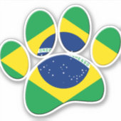 Sticker Empreinte de patte du Drapeau du Brésil (Devant)