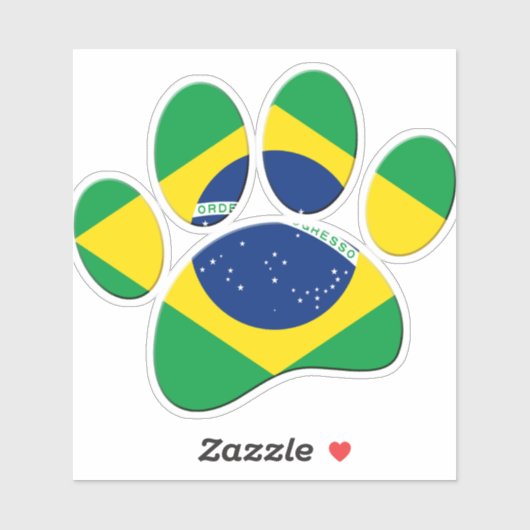 Sticker Empreinte de patte du Drapeau du Brésil (Feuille)