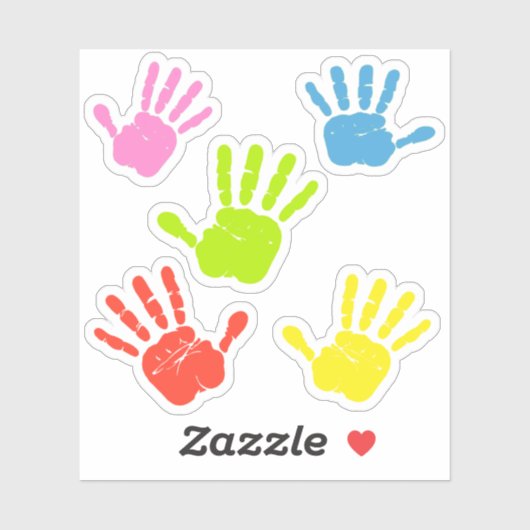 Sticker Empreintes à main multicolores (Feuille)