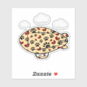 Sticker Empreintes de pattes De Chien Et Coeurs Rouges Per (Feuille)