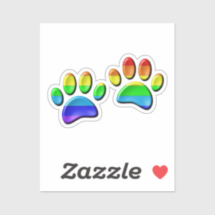 Sticker Empreintes de pattes de Faux 3D Rainbow Dog