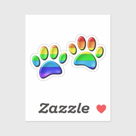 Sticker Empreintes de pattes de Faux 3D Rainbow Dog (Feuille)