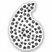 Sticker Empreintes de pattes Et Coeurs Noirs Et Blancs Pai (Recto)