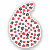 Sticker Empreintes de pattes Et Coeurs Noirs Et Rouges Pai (Recto)