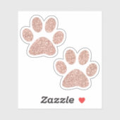 Sticker Empreintes de pattes rose Gold Parties scintillant (Feuille)