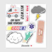 Sticker EMS Humour, Pack d'autocollants Paramedic Jokes (Feuille)