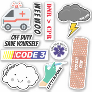 Sticker EMS Humour, Pack d'autocollants Paramedic Jokes