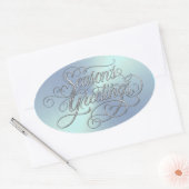 Sticker en argent Bonnes Fêtes bleu glace (Enveloppe)
