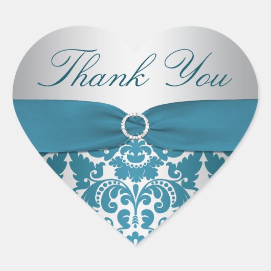 Sticker en argent et en Merci Damas Turquoise (Devant)