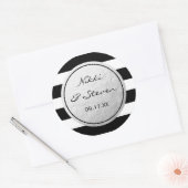 Sticker en argent rayé noir et blanc Étiquette (Enveloppe)