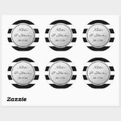 Sticker en argent rayé noir et blanc Étiquette (Feuille)