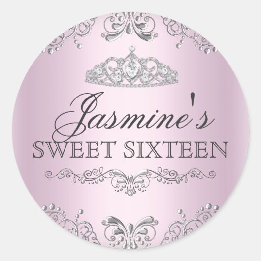 Sticker en argent rose Damask Tiara Sweet 16 (Devant)