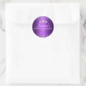 Sticker en argent violet Damask & Tiara Sweet 16 (Sac)