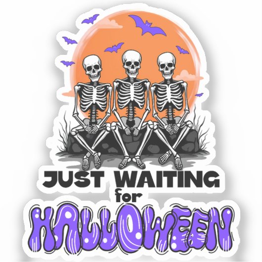 Sticker En attendant l'Halloween, Skeleton drôle (Recto)