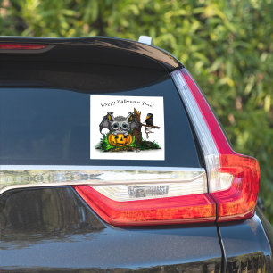 Sticker En attente d'Halloween, Bat mignonne et Corbeau